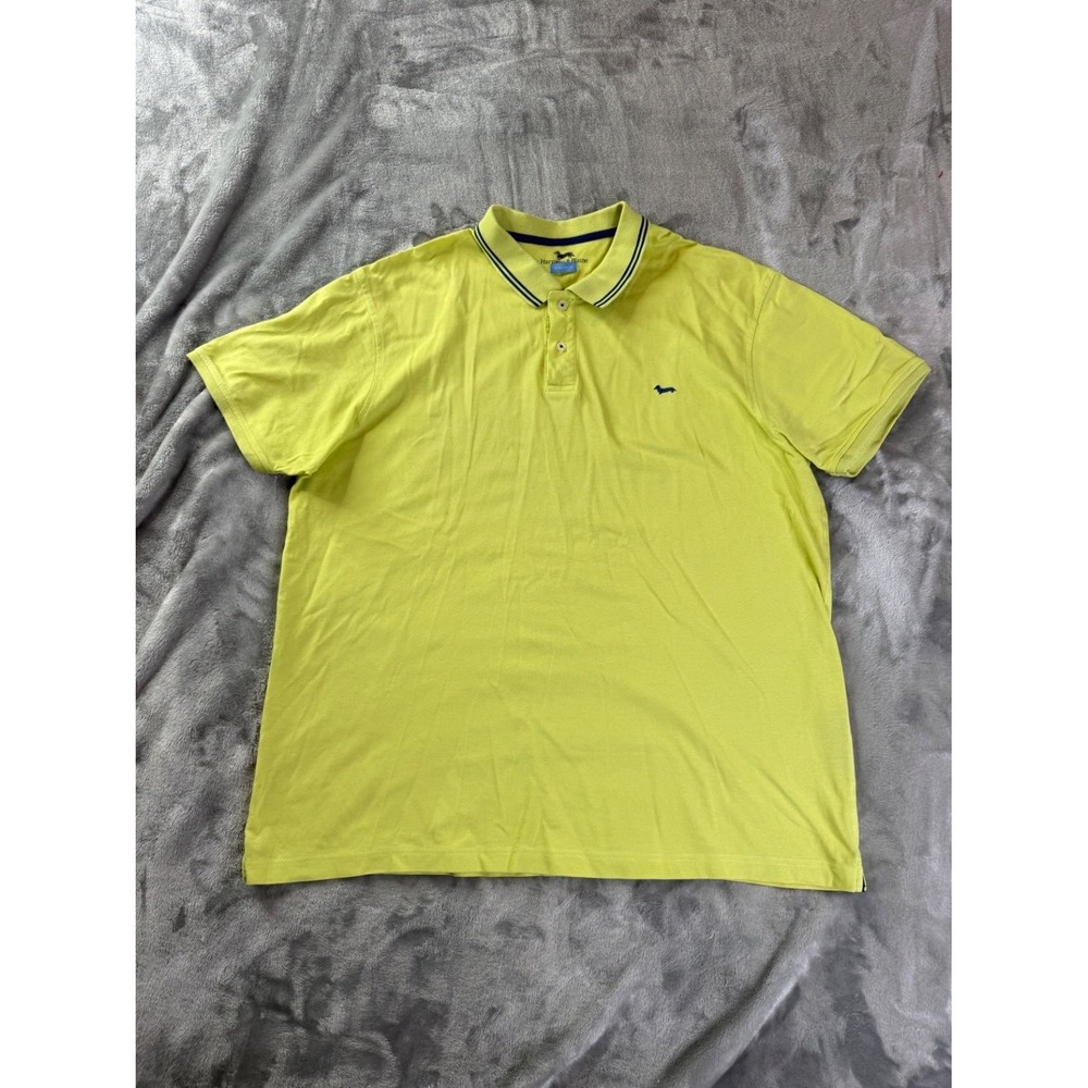 Harmont & Blaine Dachshund Logo Polo Mens 2XL Yellow Short Sleeve Embroidered